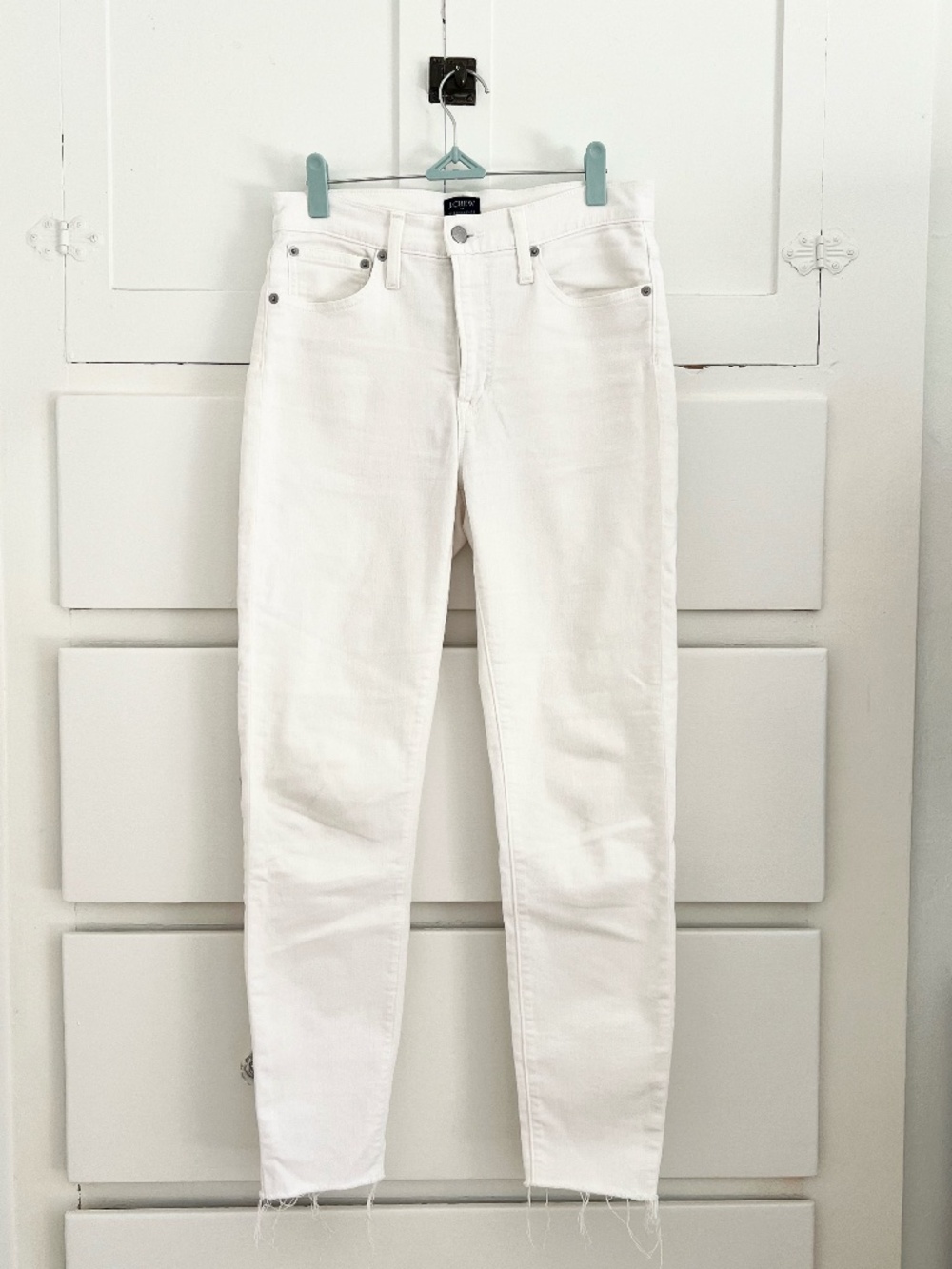 J.Crew Factory 10” High Rise Skinny Jeans White Raw Hem Stretch Denim 28 - Picture 3 of 8